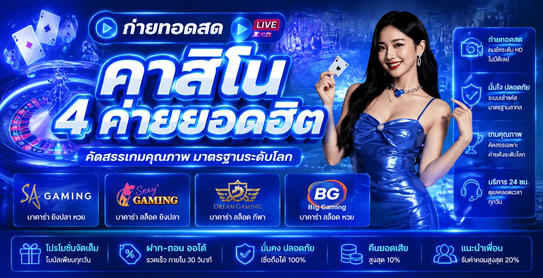 UFALIVE คาสิโนสด บาคาร่า รูเล็ต ถ่ายทอดสดจากบ่อนจริง
